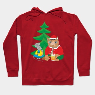 Cat Mouse and Christmas tree Hoodie